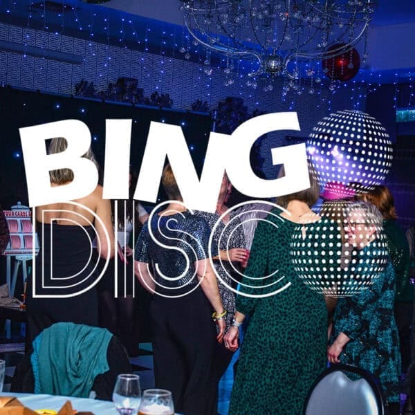 Bingo Disco Promotional image of a Party bingo night called Bingo Disco, with their logo on an image of a bingo event